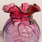 Vintage Fenton Glass Caprice Pink Purple Mulberry Vase with Bow Design