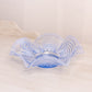 Vintage Fenton Glass Light Blue Opalescent Reverse Drape Dish Bowl with Ruffle Edge