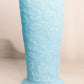 Vintage Fenton Light Blue Matte Glass Vase with Peacock and Floral Designs