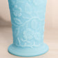 Vintage Fenton Light Blue Matte Glass Vase with Peacock and Floral Designs
