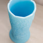 Vintage Fenton Light Blue Matte Glass Vase with Peacock and Floral Designs