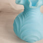 Vintage Fenton Mist Blue Matte Glass Vase with Ruffle Edge