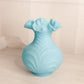 Vintage Fenton Mist Blue Matte Glass Vase with Ruffle Edge