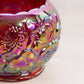 Vintage Fenton Small Red Amberina Carnival Glass Water Lily Rose Bowl (Glows)