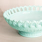 Vintage Fostoria Randolph Aqua Milk Glass Large Bowl with Lattice Edge