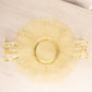 Vintage Fostoria Topaz Yellow Glass Plate Platter with 2 Handles and Fancy Etching