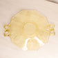 Vintage Fostoria Topaz Yellow Glass Plate Platter with 2 Handles and Fancy Etching