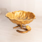 Vintage Gold Tone Metal Water Lily Compote with Tiny Frog