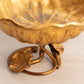 Vintage Gold Tone Metal Water Lily Compote with Tiny Frog