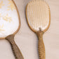 Vintage Gold Tone Floral Handheld Mirror and Brush Set