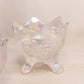 Vintage Imperial Glass Clear Iridescent Candleholder with Floral Designs