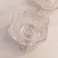 Vintage Imperial Glass Clear Iridescent Candleholder with Floral Designs