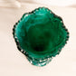 Vintage Imperial Glass Large Green Slag Glass Vase with Sawtooth Edge