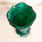 Vintage Imperial Glass Large Green Slag Glass Vase with Sawtooth Edge