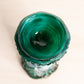 Vintage Imperial Glass Large Green Slag Glass Vase with Sawtooth Edge