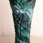 Vintage Imperial Glass Large Green Slag Glass Vase with Sawtooth Edge