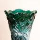 Vintage Imperial Glass Large Green Slag Glass Vase with Sawtooth Edge
