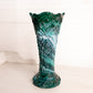 Vintage Imperial Glass Large Green Slag Glass Vase with Sawtooth Edge