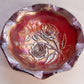 Vintage Imperial Glass Red Iridescent Open Rose Bowl with Ruffle Edge