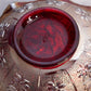 Vintage Imperial Glass Red Iridescent Open Rose Bowl with Ruffle Edge