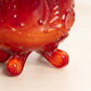 Vintage Imperial Red Amberina Slag Glass Lidded Dish