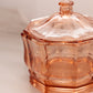 Vintage Indiana Octagonal Peachy Pink Glass Lidded Dish
