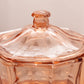 Vintage Indiana Octagonal Peachy Pink Glass Lidded Dish