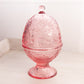 Vintage LE Smith Glass Large Pink Lidded Footed Egg Dish