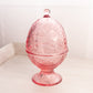 Vintage LE Smith Glass Large Pink Lidded Footed Egg Dish