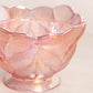 Vintage LE Smith Glass Medium Pink Iridescent Cabbage Leaf Bowl (Missing Lid)