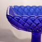 Vintage LE Smith Glass Square Cobalt Blue Trellis Compote