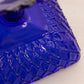 Vintage LE Smith Glass Square Cobalt Blue Trellis Compote