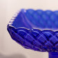 Vintage LE Smith Glass Square Cobalt Blue Trellis Compote