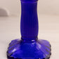 Vintage LE Smith Glass Square Cobalt Blue Trellis Compote