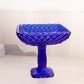 Vintage LE Smith Glass Square Cobalt Blue Trellis Compote