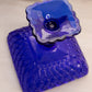 Vintage LE Smith Glass Square Cobalt Blue Trellis Compote