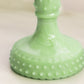 LE Smith Green Jadeite Glass Hobnail Candlestick