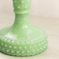LE Smith Green Jadeite Glass Hobnail Candlestick