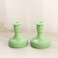 LE Smith Green Jadeite Glass Hobnail Candlestick