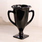 Vintage LE Smith Medium Black Glass Vase with 2 Handles and Dancing Women
