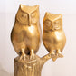Vintage Large Brass Two Owls on Tree Figurine