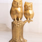 Vintage Large Brass Two Owls on Tree Figurine