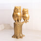 Vintage Large Brass Two Owls on Tree Figurine