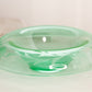 Vintage Large Green Uranium Glass Bowl with Flared Edge and Etched Floral Designs (Glows)