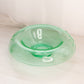 Vintage Large Green Uranium Glass Bowl with Flared Edge and Etched Floral Designs (Glows)