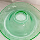 Vintage Large Green Uranium Glass Bowl with Flared Edge and Etched Floral Designs (Glows)