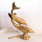 Vintage Large Double Dolphin Brass Figurine