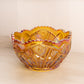 Vintage Large LE Smith Amber Carnival Glass Bowl with Sawtooth Edge