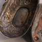 Vintage Large Oval Silver Tone and Copper Floral Metal Hinged Lidded Box