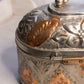 Vintage Large Oval Silver Tone and Copper Floral Metal Hinged Lidded Box